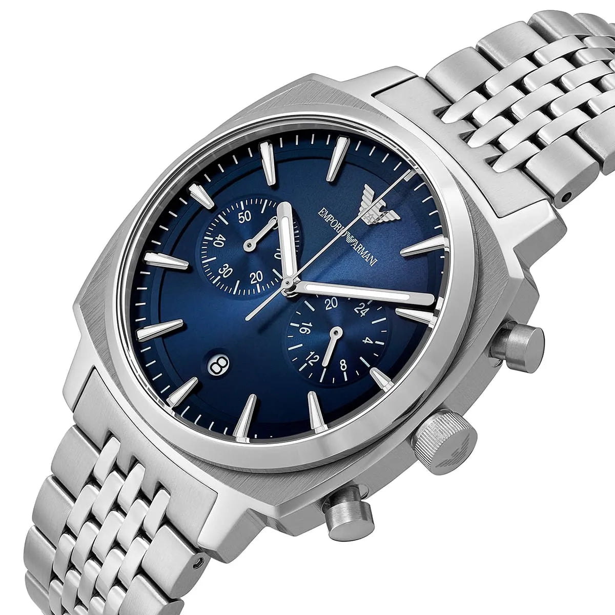 Emporio Armani Carlo Chronograph AR11688 Silver Blue Dial Metal Men's Watch