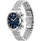 Emporio Armani Carlo Chronograph AR11688 Silver Blue Dial Metal Men's Watch
