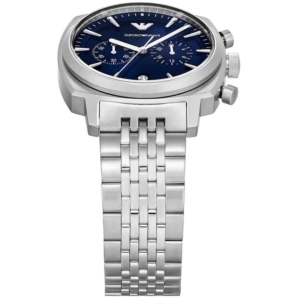 Emporio Armani Carlo Chronograph AR11688 Silver Blue Dial Metal Men's Watch