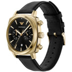 Emporio Armani Carlo Chronograph AR11690 Gold Black Dial Leather Men's Watch