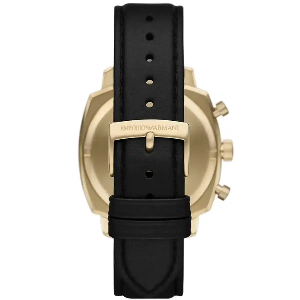 Emporio Armani Carlo Chronograph AR11690 Gold Black Dial Leather Men's Watch