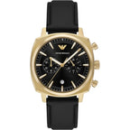 Emporio Armani Carlo Chronograph AR11690 Gold Black Dial Leather Men's Watch
