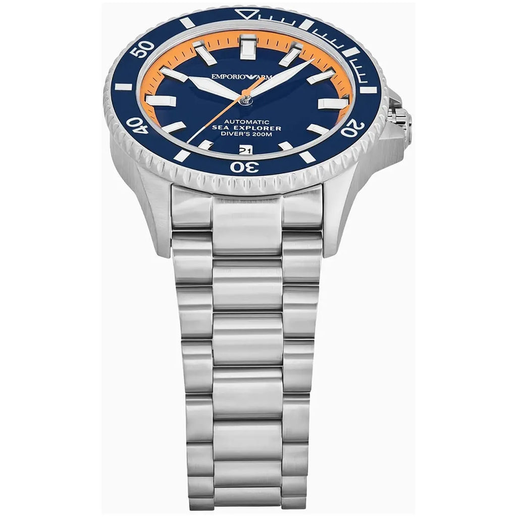 Emporio Armani Sea Explorer AR60090 Automatic Blue & Orange Diver's Watch
