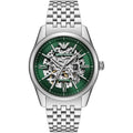 Emporio Armani Antonio AR60091 Silver-Tone Green Skeleton Automatic Men's Watch