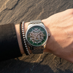 Emporio Armani Antonio AR60091 Silver-Tone Green Skeleton Automatic Men's Watch