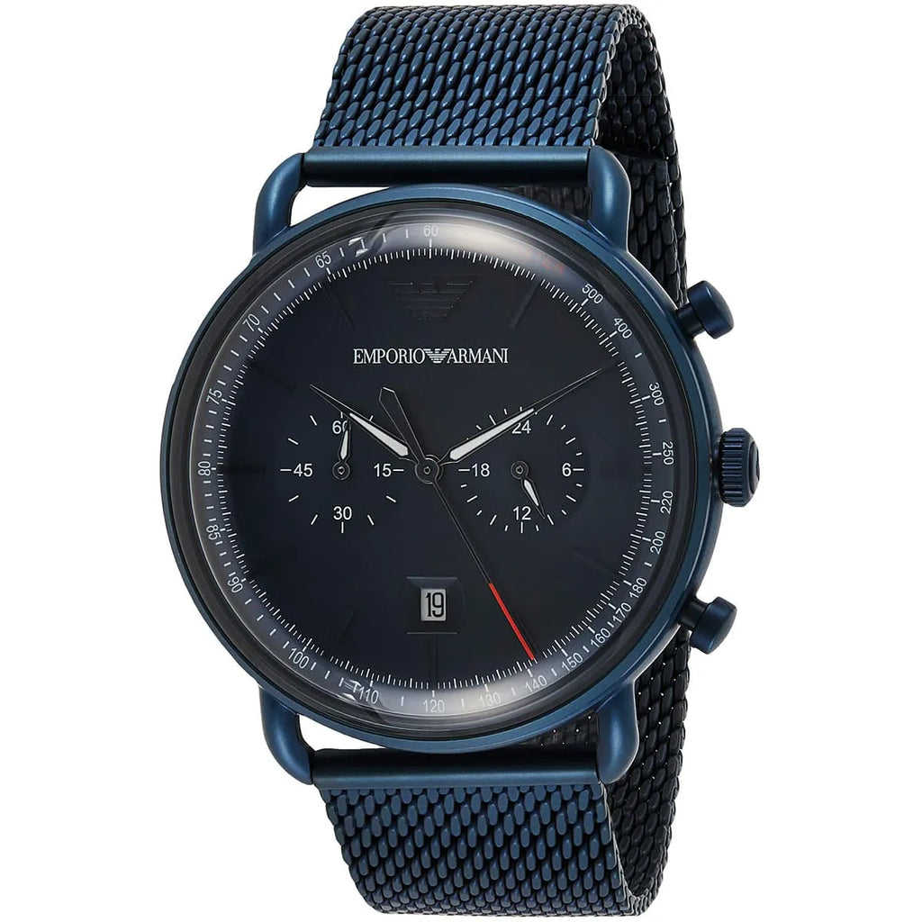 Emporio Armani Aviator AR11289 All-Blue Mesh Chronograph Watch