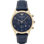 Emporio Armani Beta AR1862 Blue Leather Gold Watch
