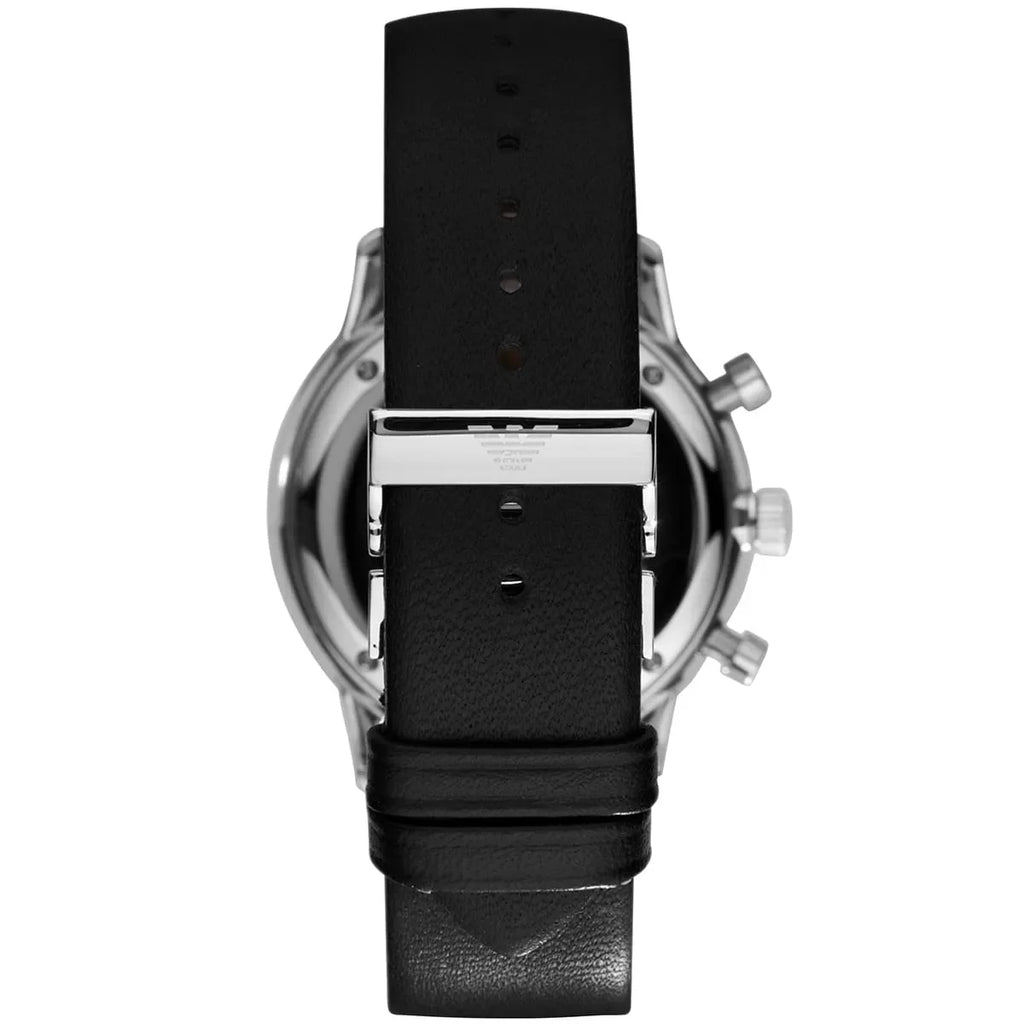 Emporio Armani Classic AR0385 White Panda Dial Leather Watch