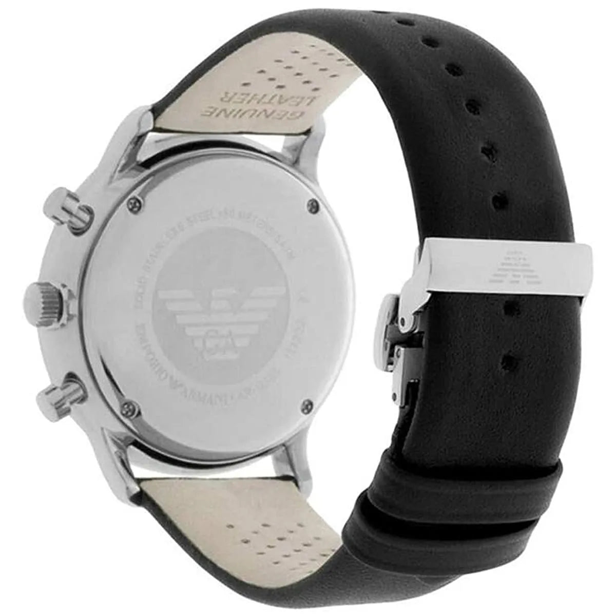 Emporio Armani Classic AR0385 White Panda Dial Leather Watch