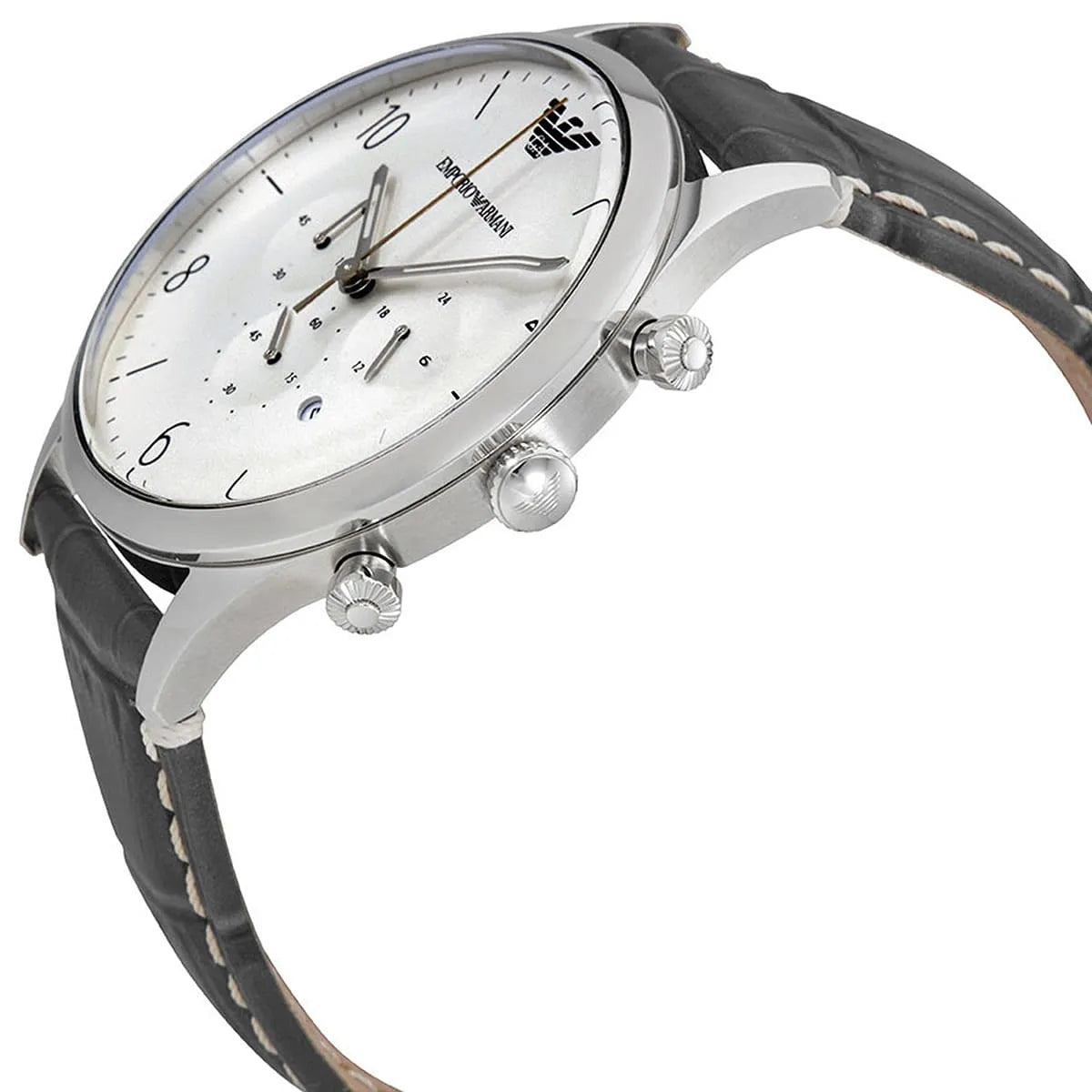 Emporio Armani AR1861 Classic Silver Grey Leather Watch