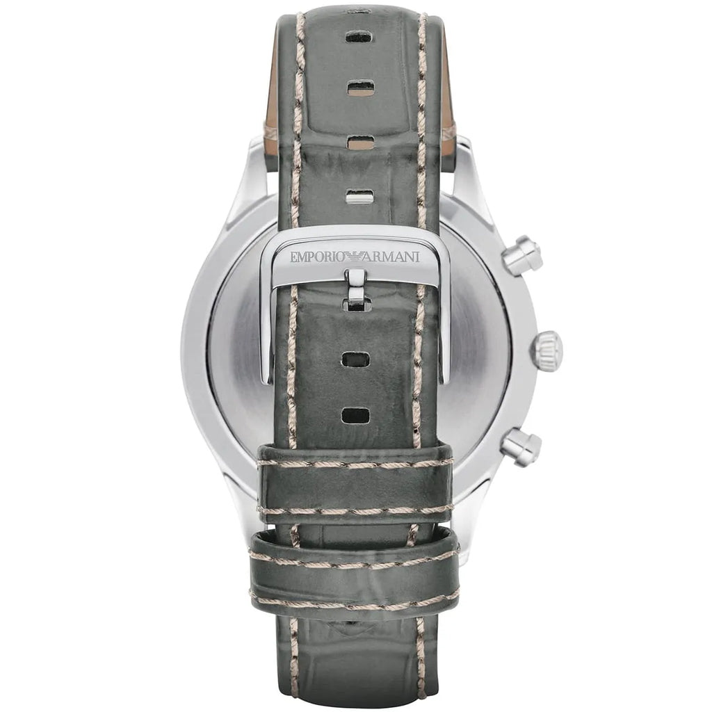 Emporio Armani AR1861 Classic Silver Grey Leather Watch