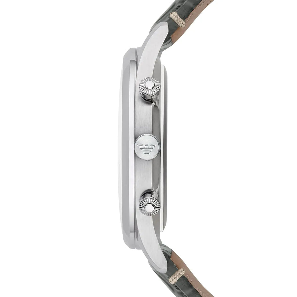 Emporio Armani AR1861 Classic Silver Grey Leather Watch