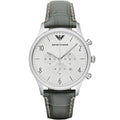 Emporio Armani AR1861 Classic Silver Grey Leather Watch