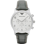 Emporio Armani AR1861 Classic Silver Grey Leather Watch