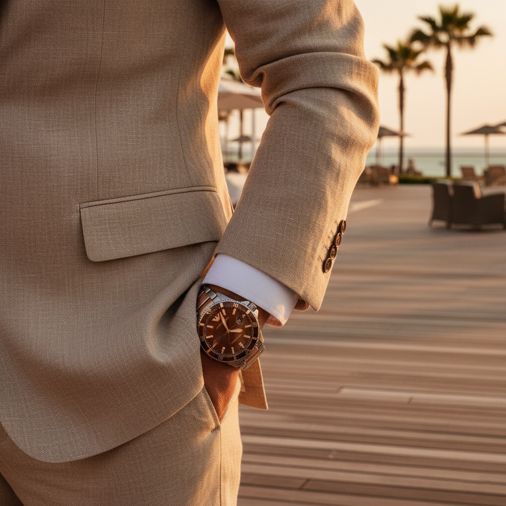 Emporio Armani Diver AR11340 Chocolate Brown Two-Tone Watch