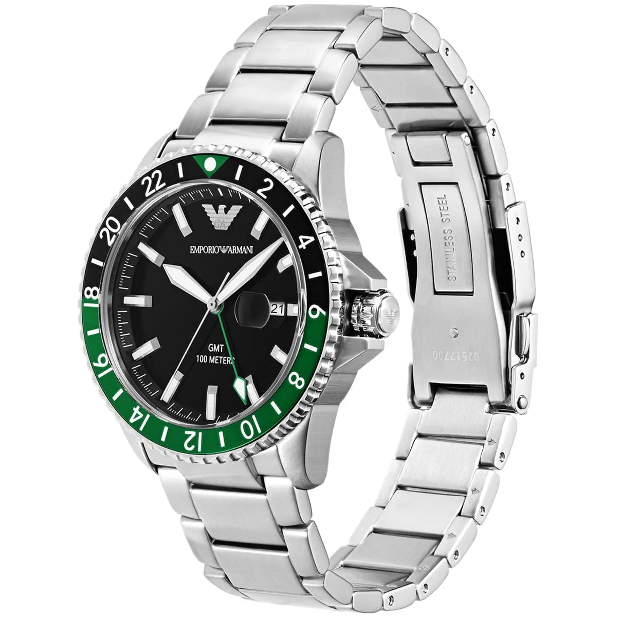 Emporio Armani Diver AR11589 GMT Green & Black Bezel Men's Watch
