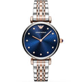 Emporio Armani Gianni T-Bar AR11092 Two-Tone Blue Dial Crystal Watch