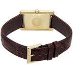 Emporio Armani Gino AR11665 Gold-Tone Rectangular Watch with Brown Leather