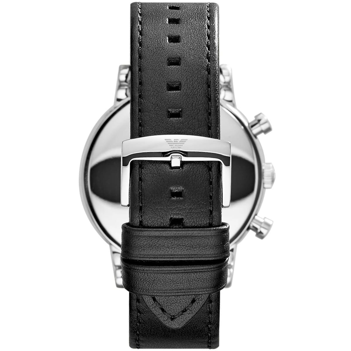 Emporio Armani Luigi AR1828 Black Leather Silver Chronograph Watch