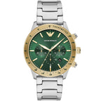 Emporio Armani Mario AR11454 Green Dial Gold Bezel Watch