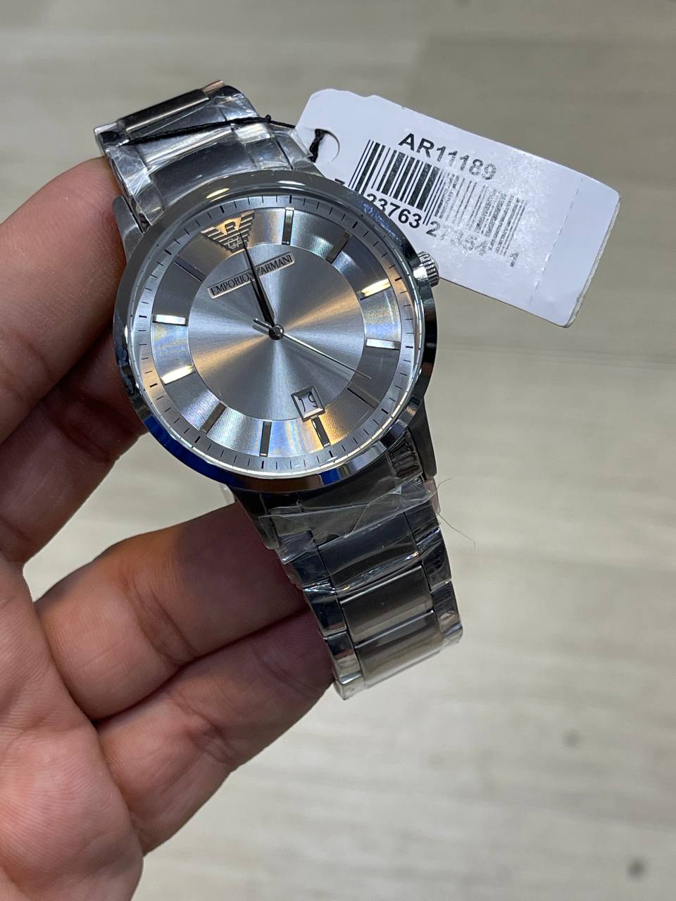 Emporio Armani Renato AR11189 Silver Textured Dial Watch