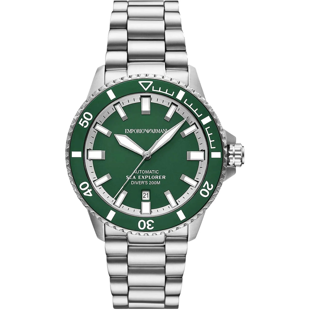 Emporio Armani Sea Explorer AR60088 Automatic Green Dial Diver's Watch