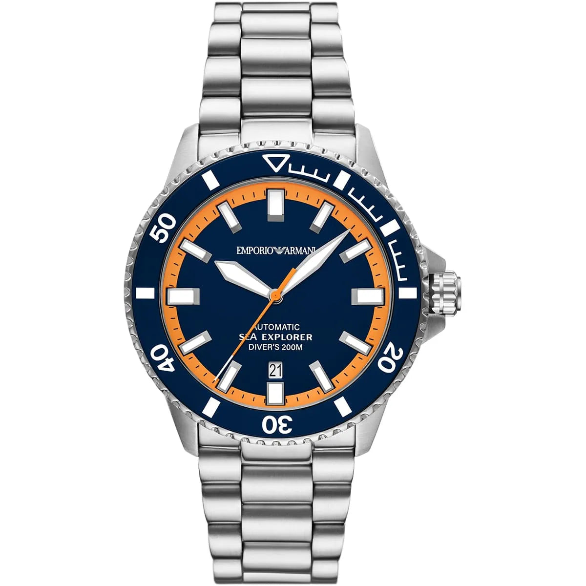 Emporio Armani Sea Explorer AR60090 Automatic Blue & Orange Diver's Watch