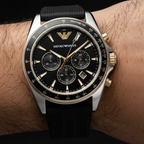 Emporio Armani Sigma AR80003 Chronograph Black Rubber Strap Men's Watch
