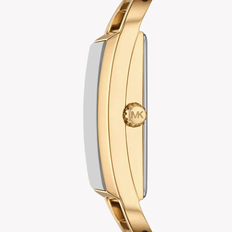 Michael Kors Women's MK Empire Three-Hand Gold-Tone Stainless Steel Logo Bracelet Watch (Model: MK4840), Gold, Modern