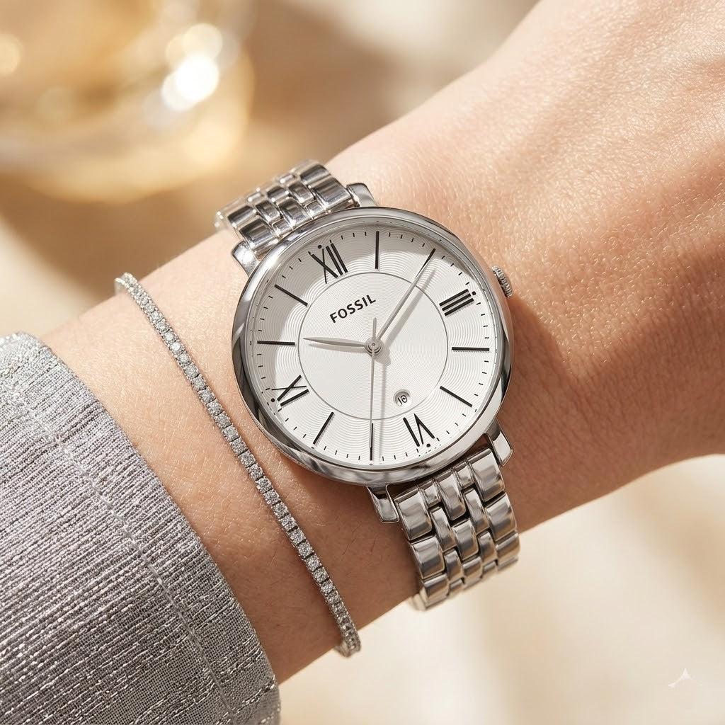 Fossil Jacqueline ES3433 Three-Hand Silver-Tone Stainless Steel Women's Watch