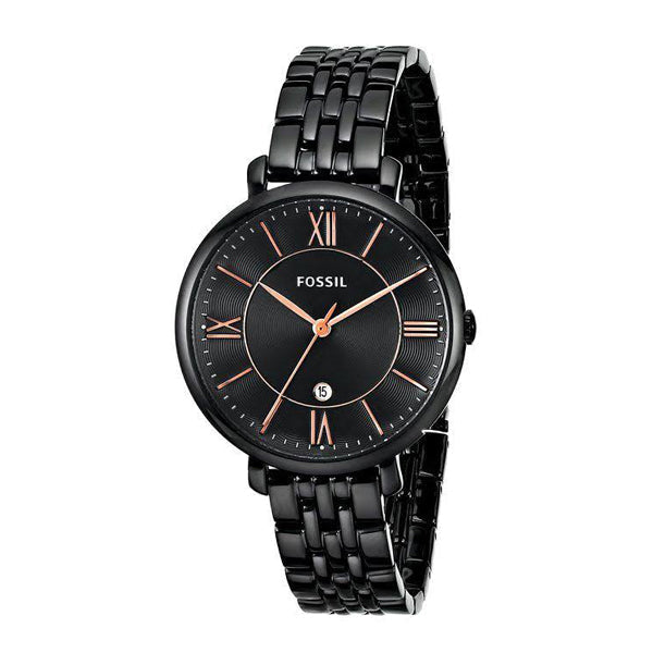 Fossil Jacqueline ES3614 Three-Hand Black Stainless Steel Women's Watch