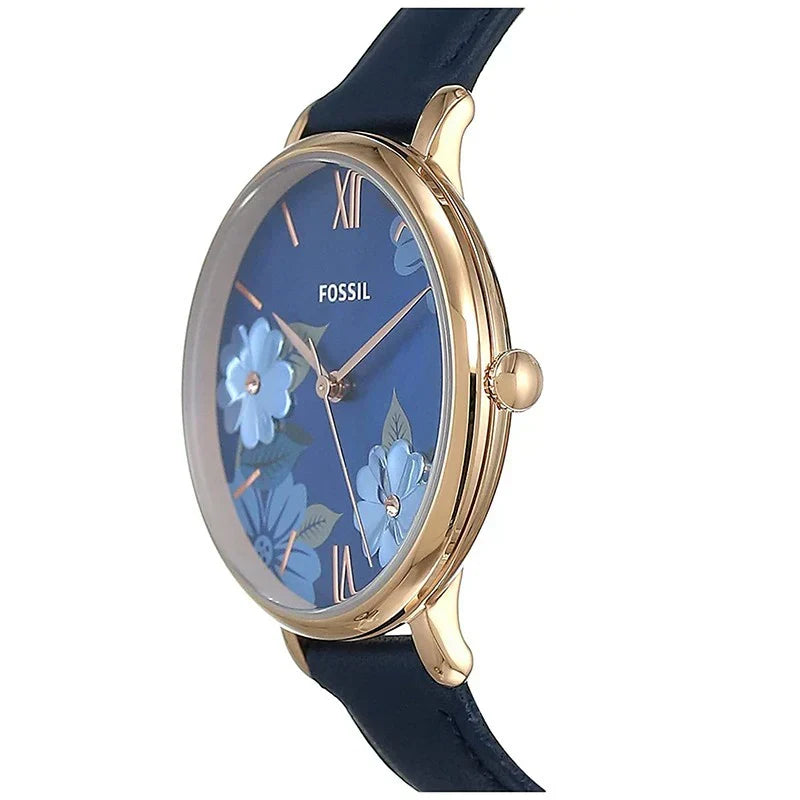 Fossil Carlie Mini ES4673 Floral Navy Leather Watch