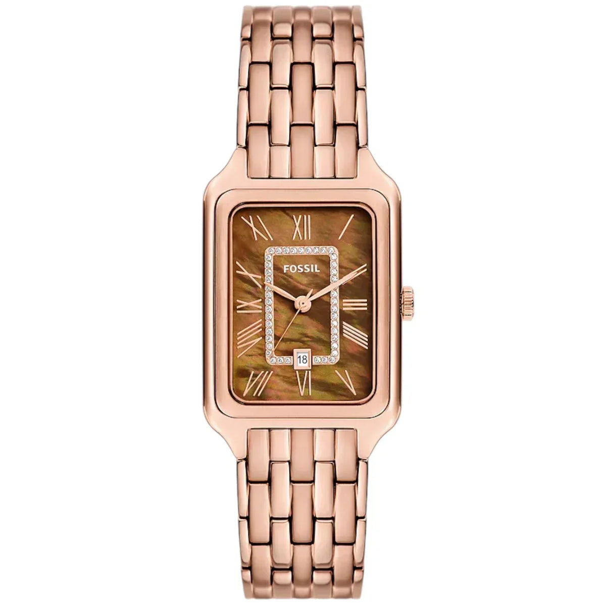 Fossil Raquel ES5323 Three-Hand Brown Mother of Pearl Rose Gold-Tone Stainless Steel Women's Watch