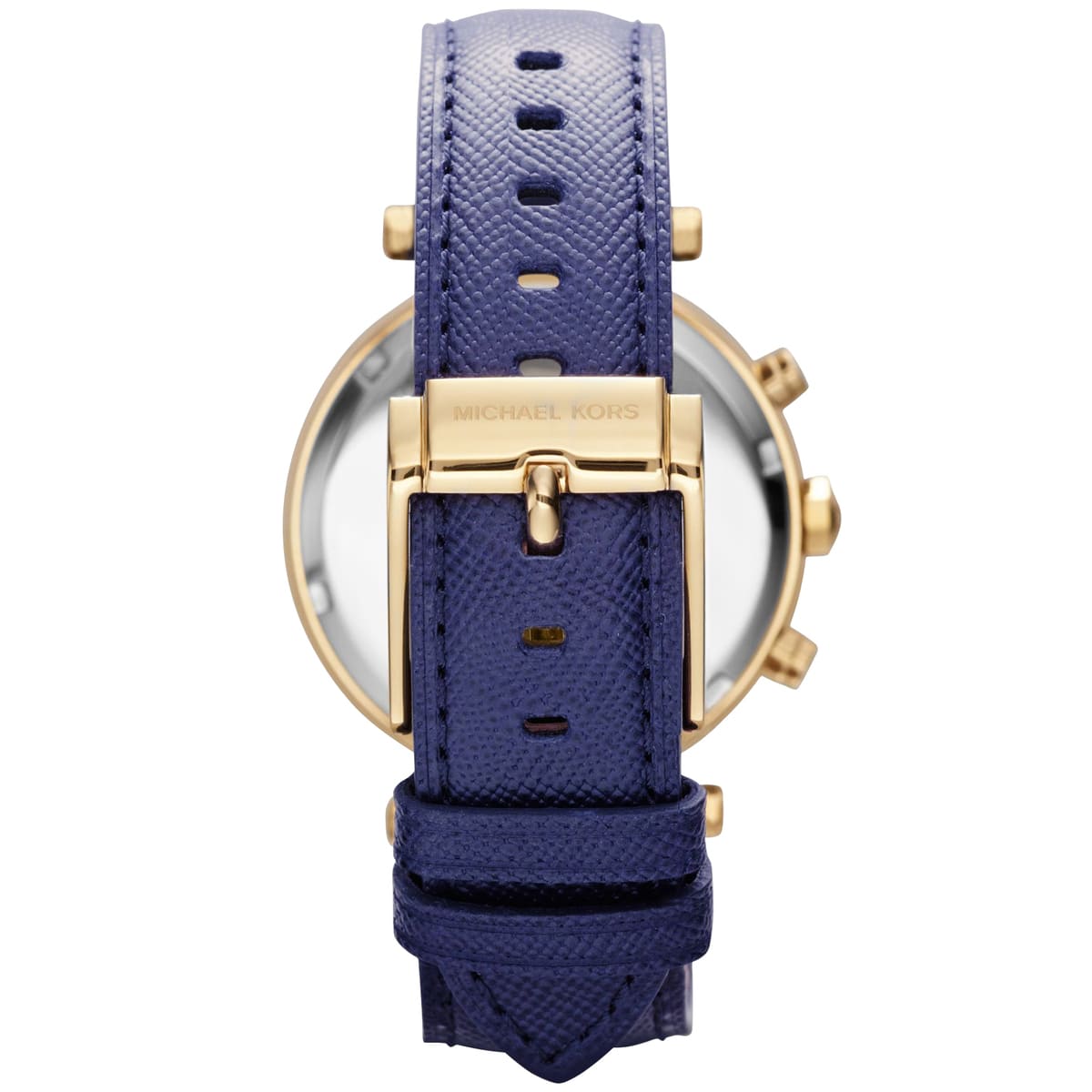 Michael Kors Parker MK2280 Gold-Tone Watch with Navy Blue Leather Strap