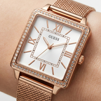 Guess Chelsea W0826L3 Rose Gold Mesh Bracelet Square Crystal Watch