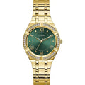 ساعة كوسمو GW0033L8 نسائية ذهبية وخضراء من Guess