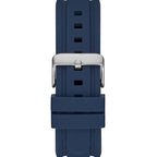 Guess Commander GW0211G1 Silver Case Blue Dial Blue Rubber Strap Men's Watch