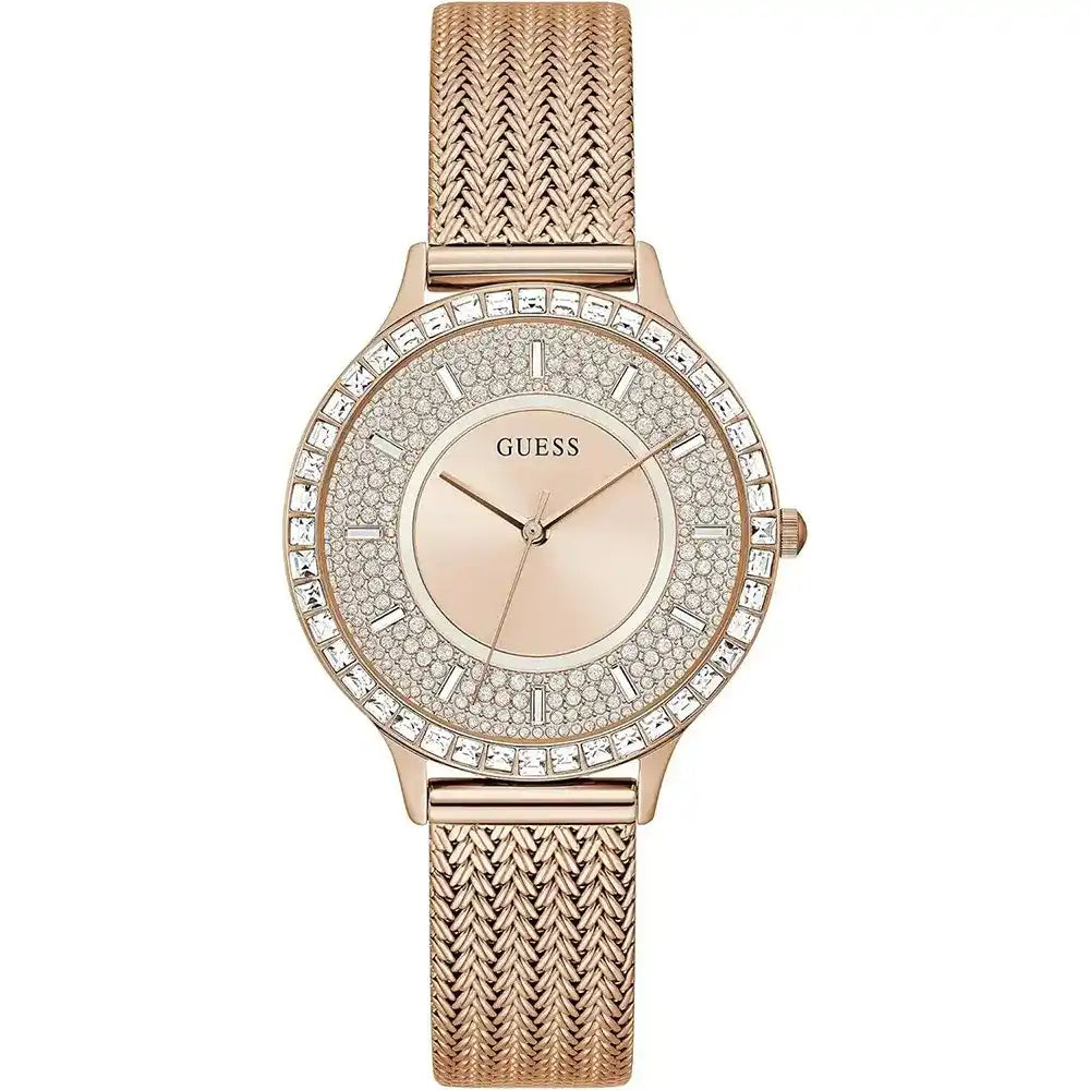 Guess Dress GW0402L3 Rose Gold Mesh Crystal Ladies Watch