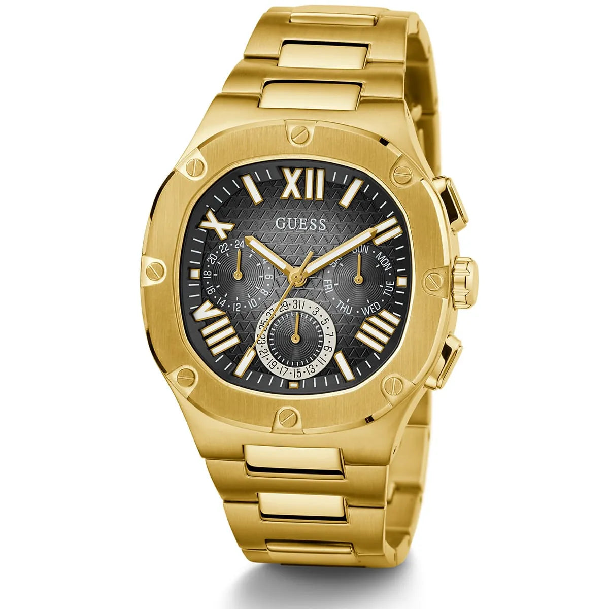 Guess Headline GW0572G2 Full Gold Case Black Textured Dial Men's Watch