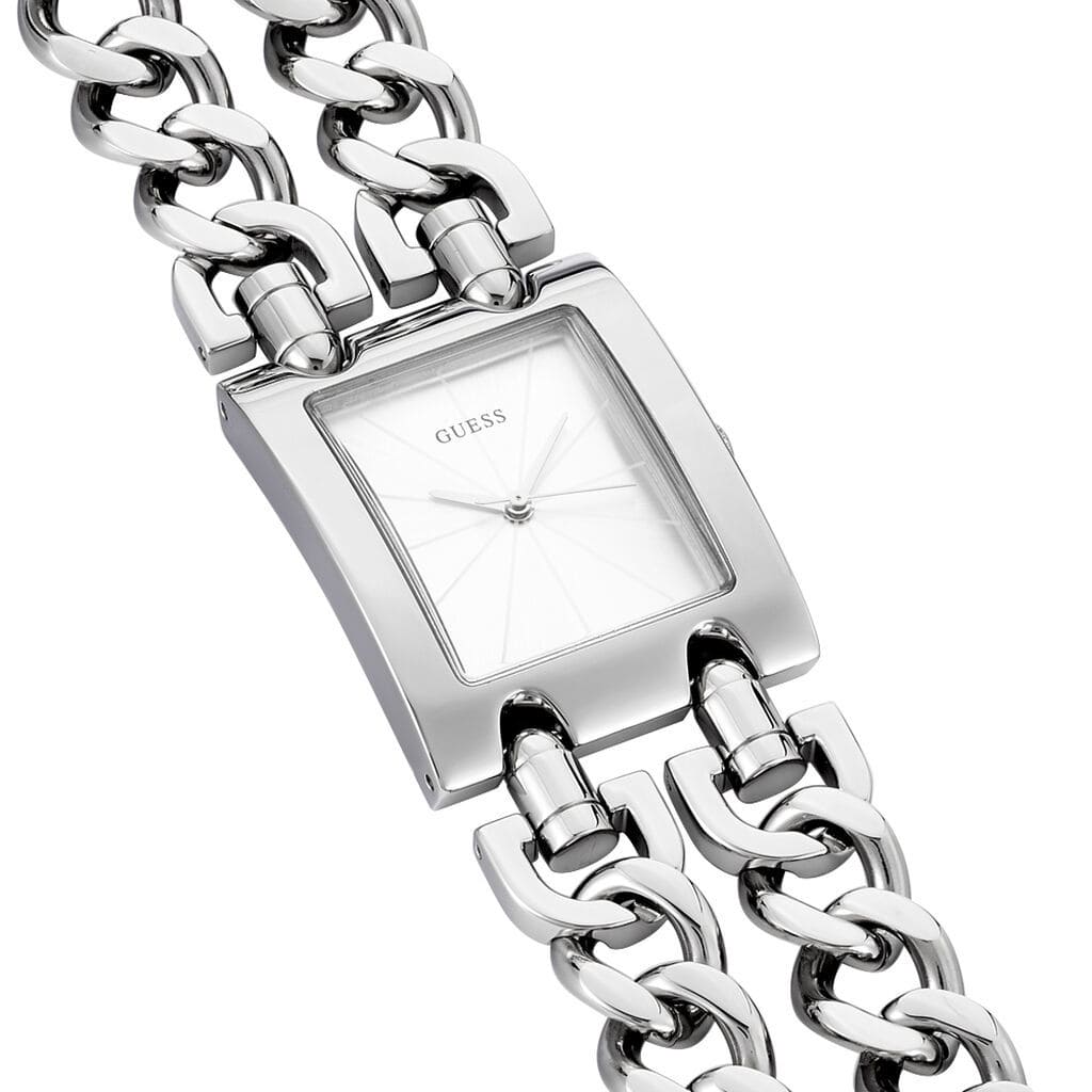 Guess Mod Heavy Metal W1117L1 Silver Tone Chain Bracelet Rectangular Watch
