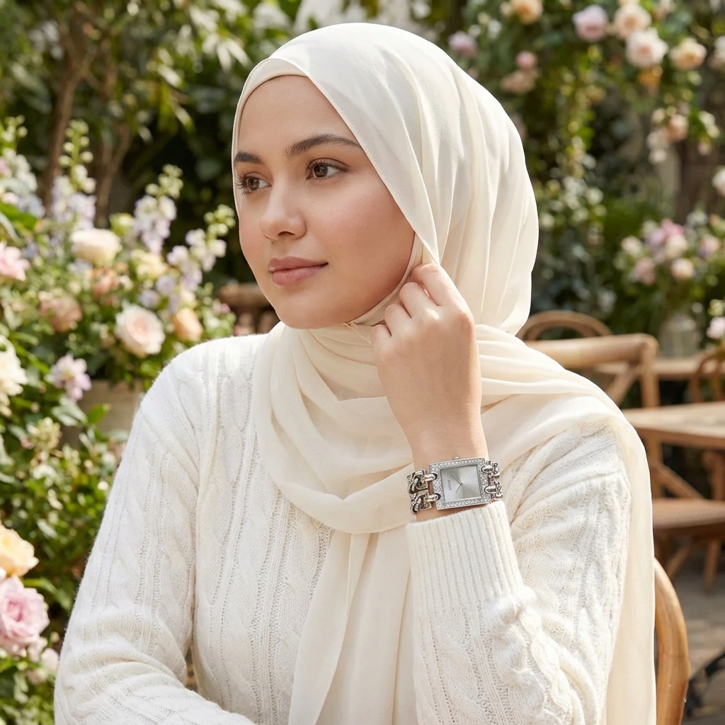 ساعة يد جاس مود "Guess Mod" طراز W1121L1 بسوار سلسلة فضي وإطار مرصع بالكريستال