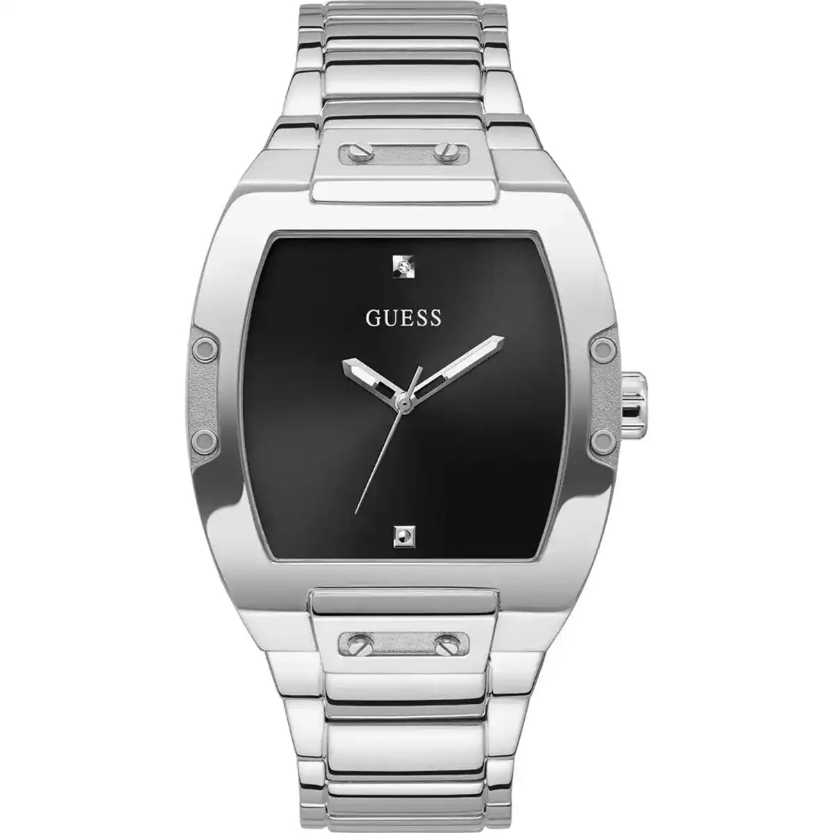 ساعة Guess Phoenix GW0387G1 للرجال باللون الفضي ومرصعة بالماس