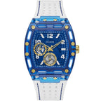 Guess Phoenix GW0499G6 Blue Transparent Case White Silicone Multifunction Watch