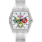 ساعة Guess Originals Phoenix V1051M1 بمينا أبيض وإطار شفاف متعدد الألوان