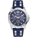Guess Oasis W0366G2 Men's Silver & Blue Rubber Strap Watch