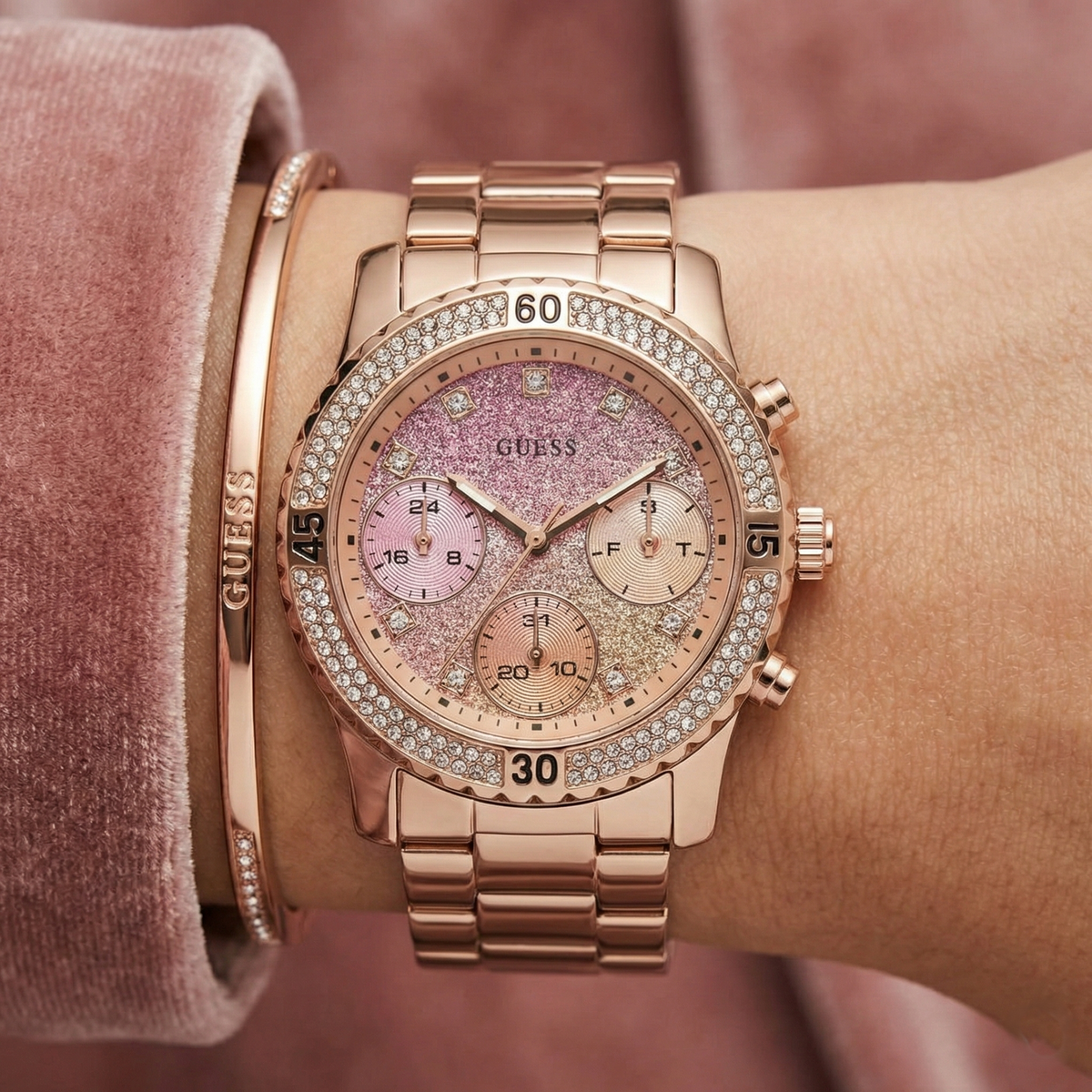 Guess Confetti W0774L3 Rose Gold & Glitter Watch