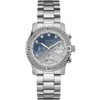 Guess Confetti W0774L6 Silver & Blue Glitter Watch