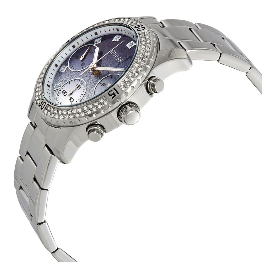 Guess Confetti W0774L6 Silver & Blue Glitter Watch