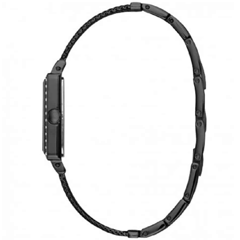 ساعة نسائية مربعة سوداء مرصعة بالكريستال شبكية من Guess Highline W0826L4