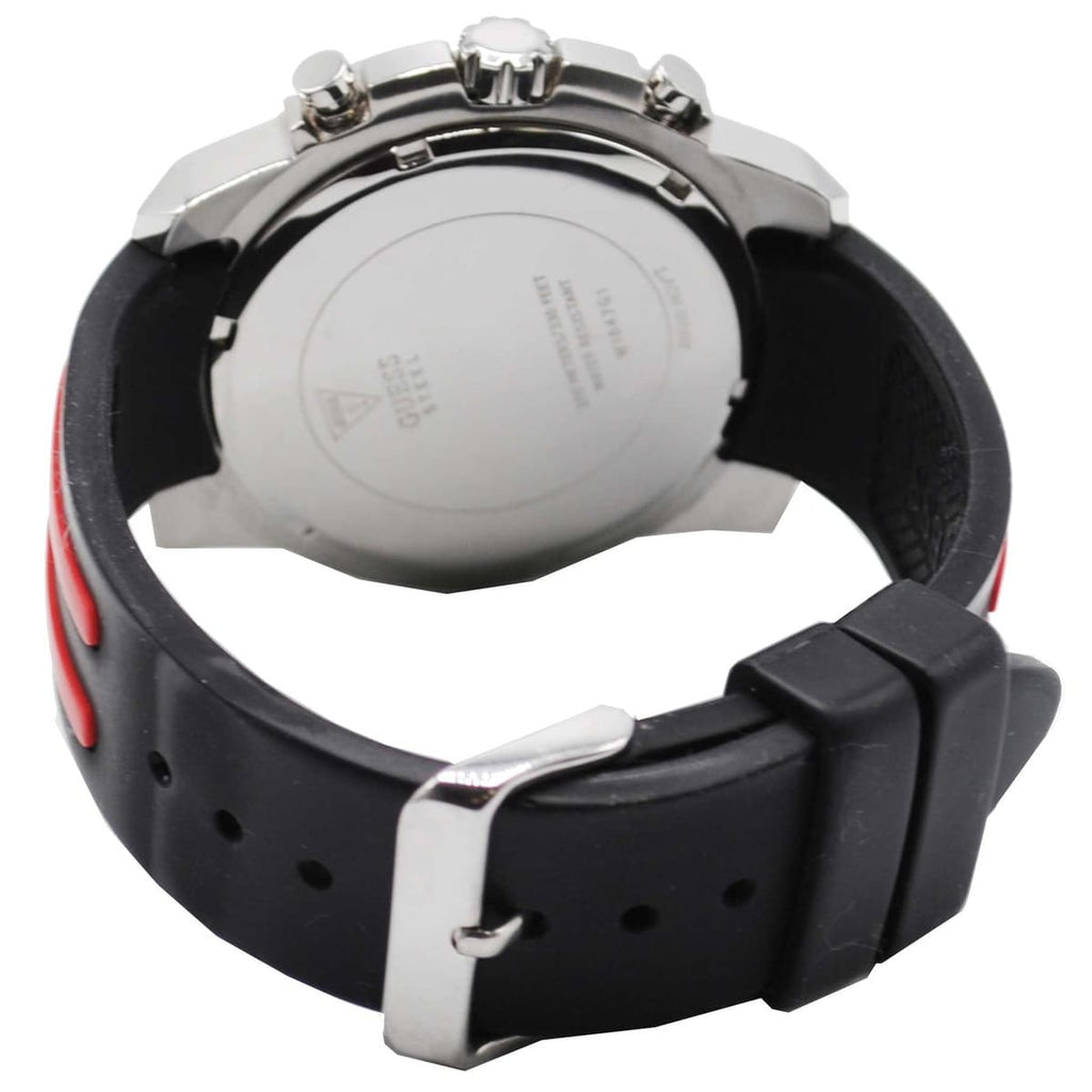 Guess Octane W1047G1 Silver Case Carbon Look Dial Black/Red Rubber Watch
